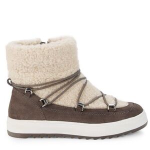Waterproof Suede & Faux Shearling Boots 7.5 Tina Marie (Brown) Spencer
